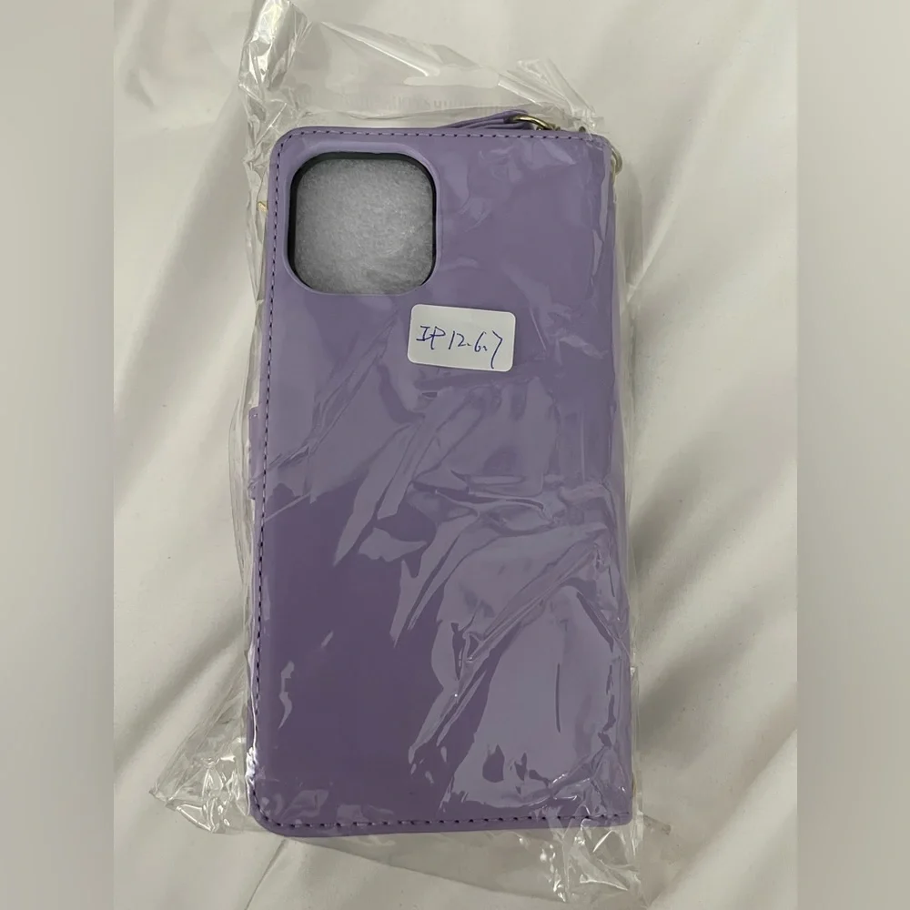 NWOT iPhone 12 Pro Max Purple Quilted Wallet with Strap